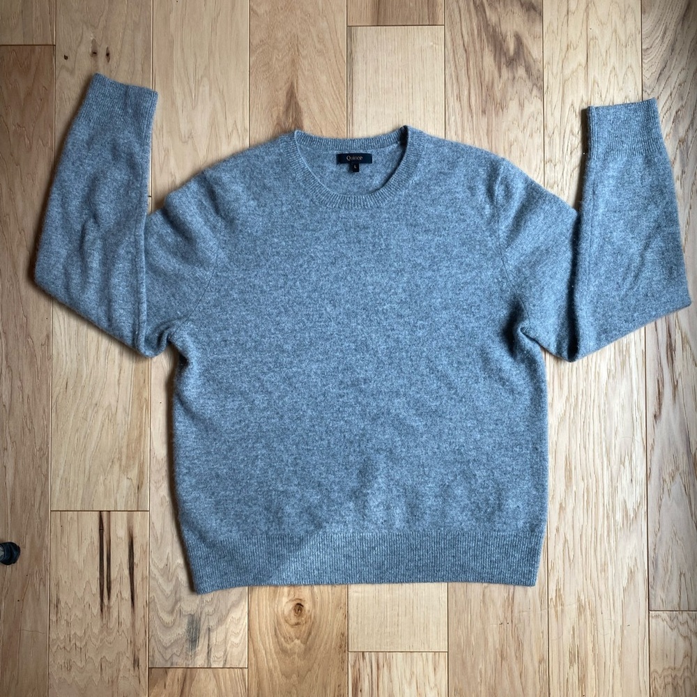 Quince Heather Grey 100% Mongoliom Cashmere Crewneck Sweater - L - Picture 2 of 5